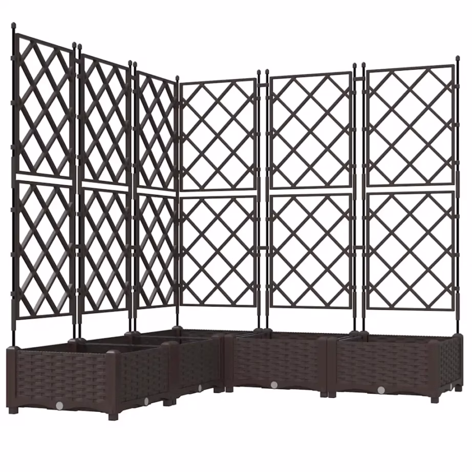 Trellisega aia istutuskastide komplekt, 5 tk, pruun teras, 120 x 120 x 125,5 cm – 2