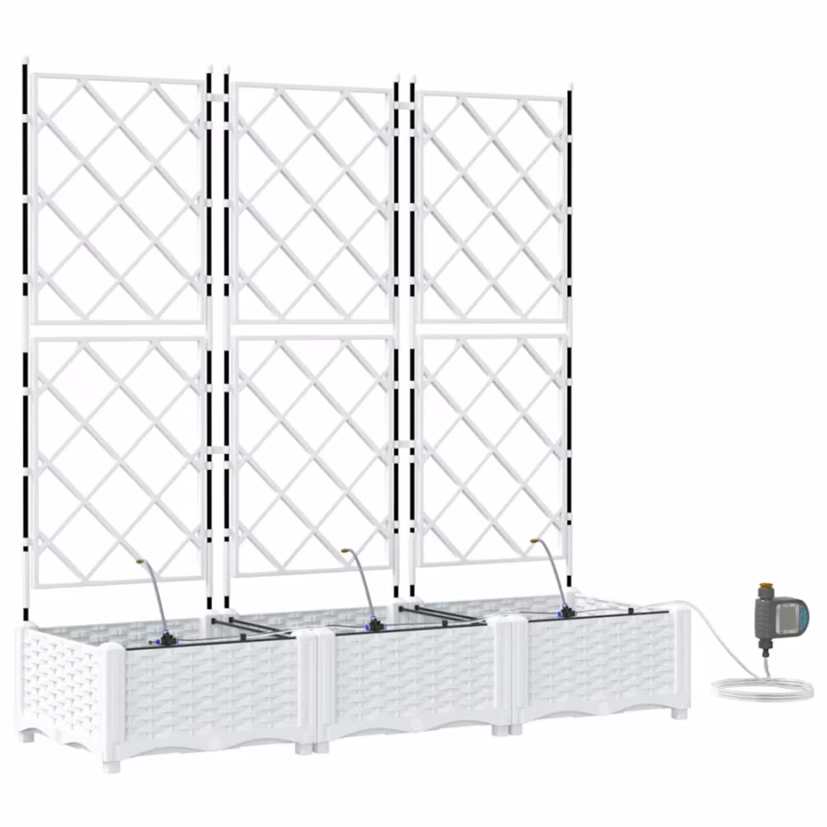 Trellisega terasest aia istutuskastide komplekt, 3 tk, valge, 120 x 40 x 126 cm – 2