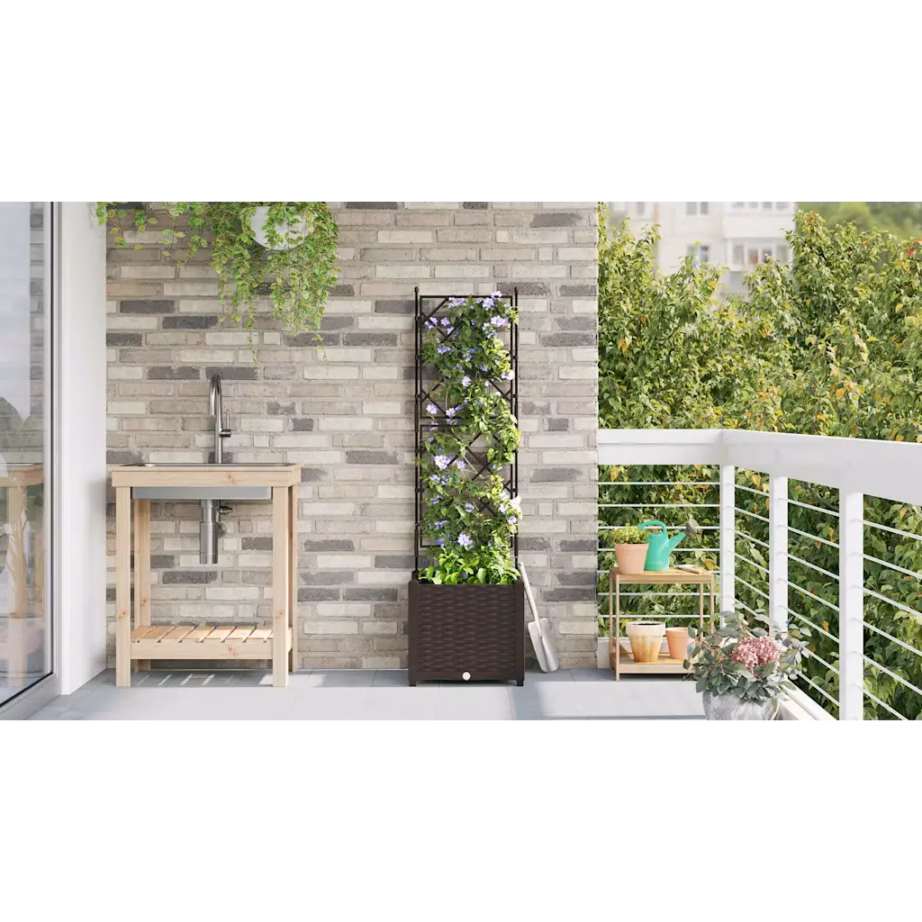 Trellisega aia istutuspott, pruun teras, 40 x 40 x 143 cm – 4