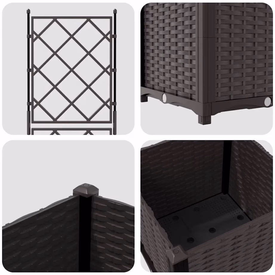 Trellisega aia istutuspott, pruun teras, 40 x 40 x 143 cm – 8