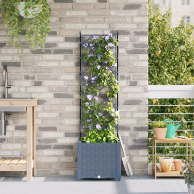 Helehall terasest trellisega aiapott ronitaimedele, 40 x 40 x 143 cm