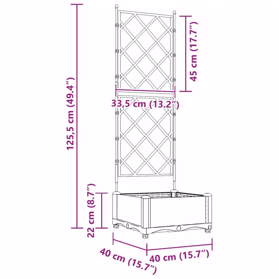 Aia istutuskast trellisega, terasest, valge, 40 x 40 x 125,5 cm – 9