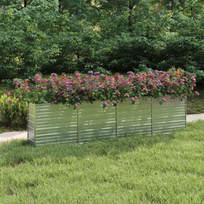 Metallist peenrakast avatud põhjaga, tsingitud teras, hõbedane, 320 x 40 x 77 cm