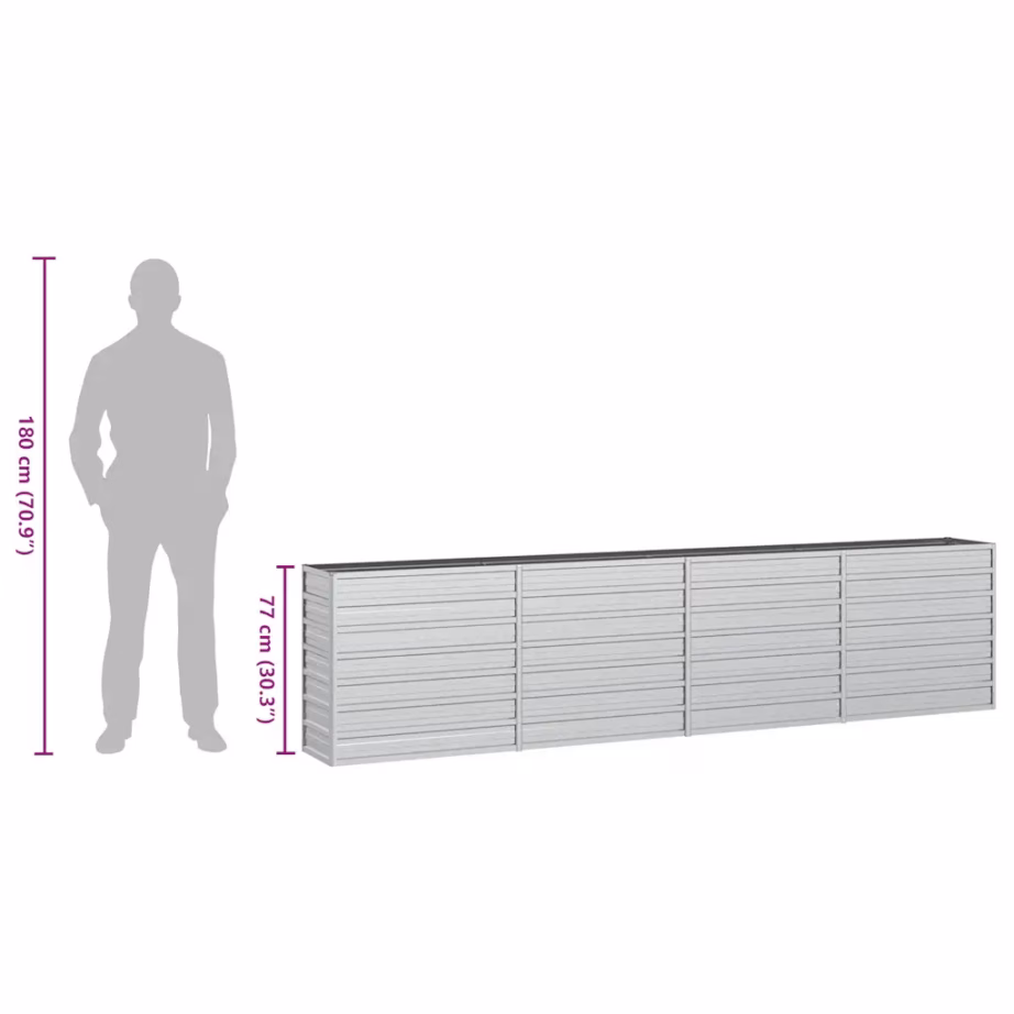 Metallist peenrakast avatud põhjaga, tsingitud teras, hõbedane, 320 x 40 x 77 cm – 8