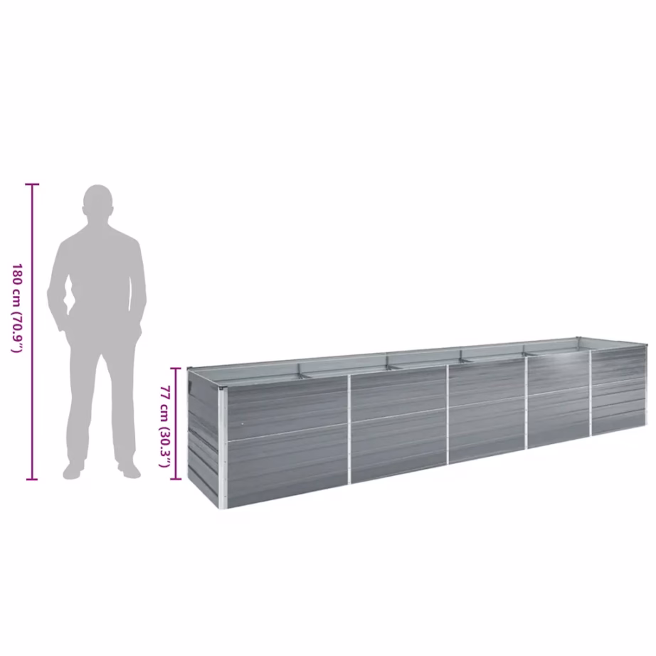 Aia taimelava tsingitud terasest, hall, 400 x 80 x 77 cm – 9