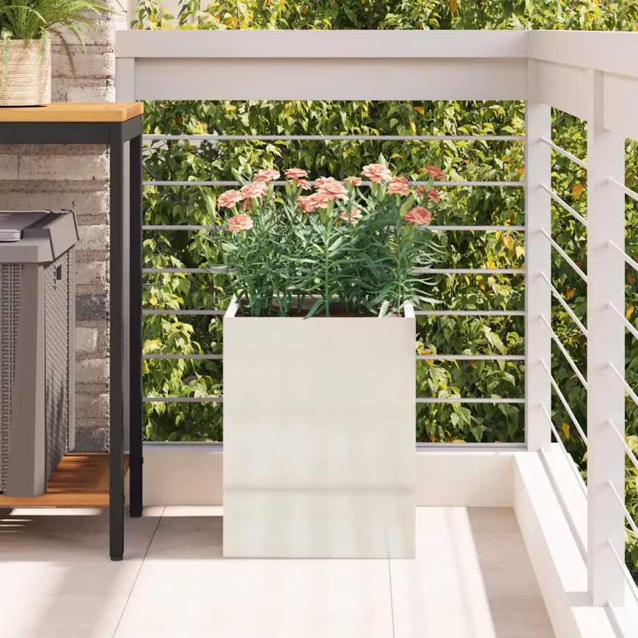 Ruudukujuline tsingitud terasest aiapott, hõbedane, 32 x 32 x 40 cm – 4