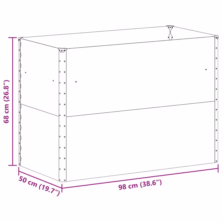Helepruun tsingitud terasest kõrgendatud aiakast 98 x 50 x 68 cm – 13