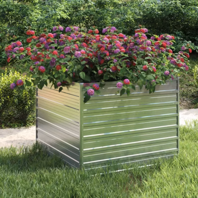 Tsingitud terasest peenrakast, hõbedane, 100 x 100 x 77 cm