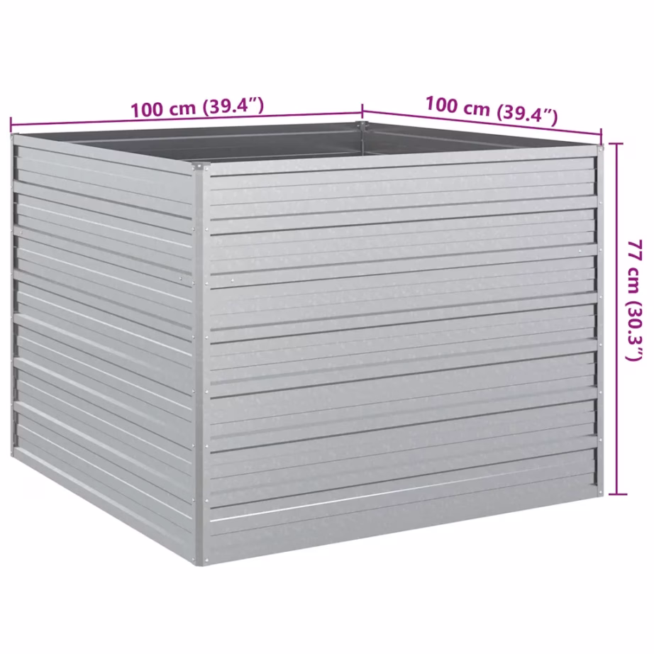 Tsingitud terasest peenrakast, hõbedane, 100 x 100 x 77 cm – 6