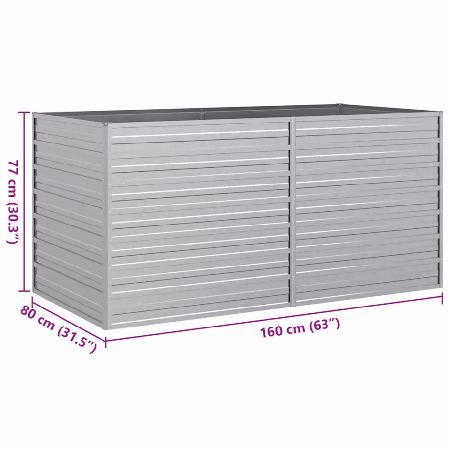 Tsingitud terasest peenrakast, hõbedane, 160 x 80 x 77 cm – 8