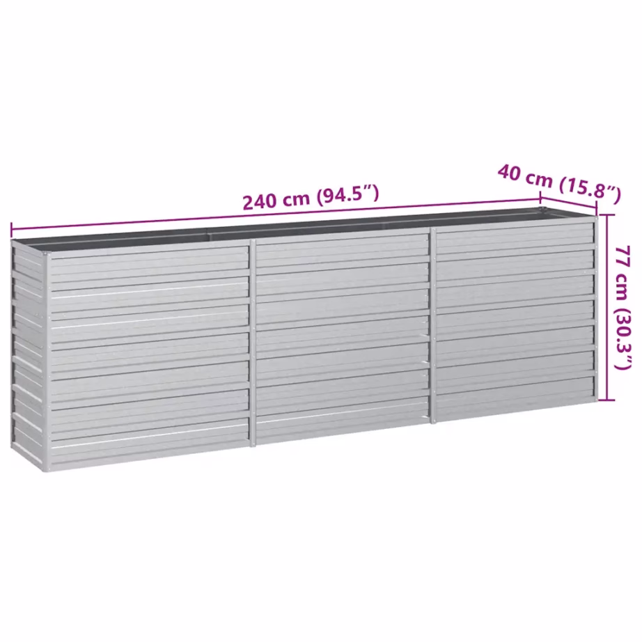 Metallist peenrakast kõrgpeenar, tsingitud teras, hõbedane, 240 x 40 x 77 cm – 7