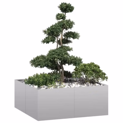 Tsingitud terasest taimekast avatud põhjaga, hõbedane, 100 x 100 x 40 cm