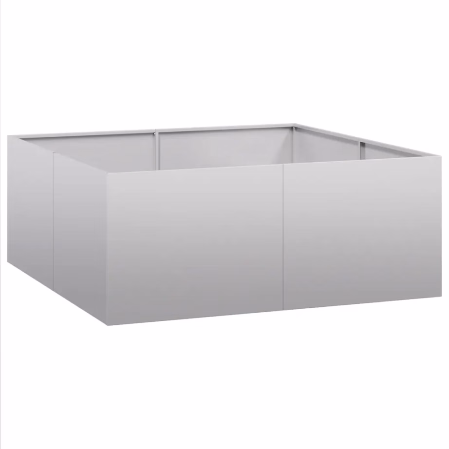 Tsingitud terasest taimekast avatud põhjaga, hõbedane, 100 x 100 x 40 cm – 2