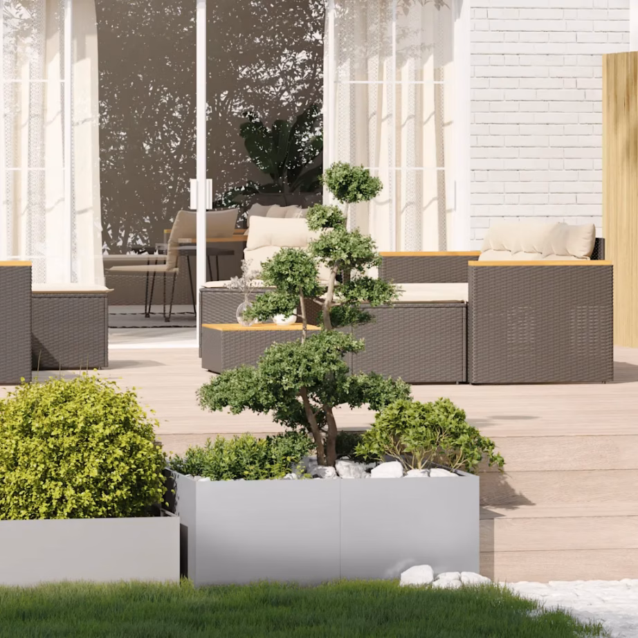 Tsingitud terasest taimekast avatud põhjaga, hõbedane, 100 x 100 x 40 cm – 3