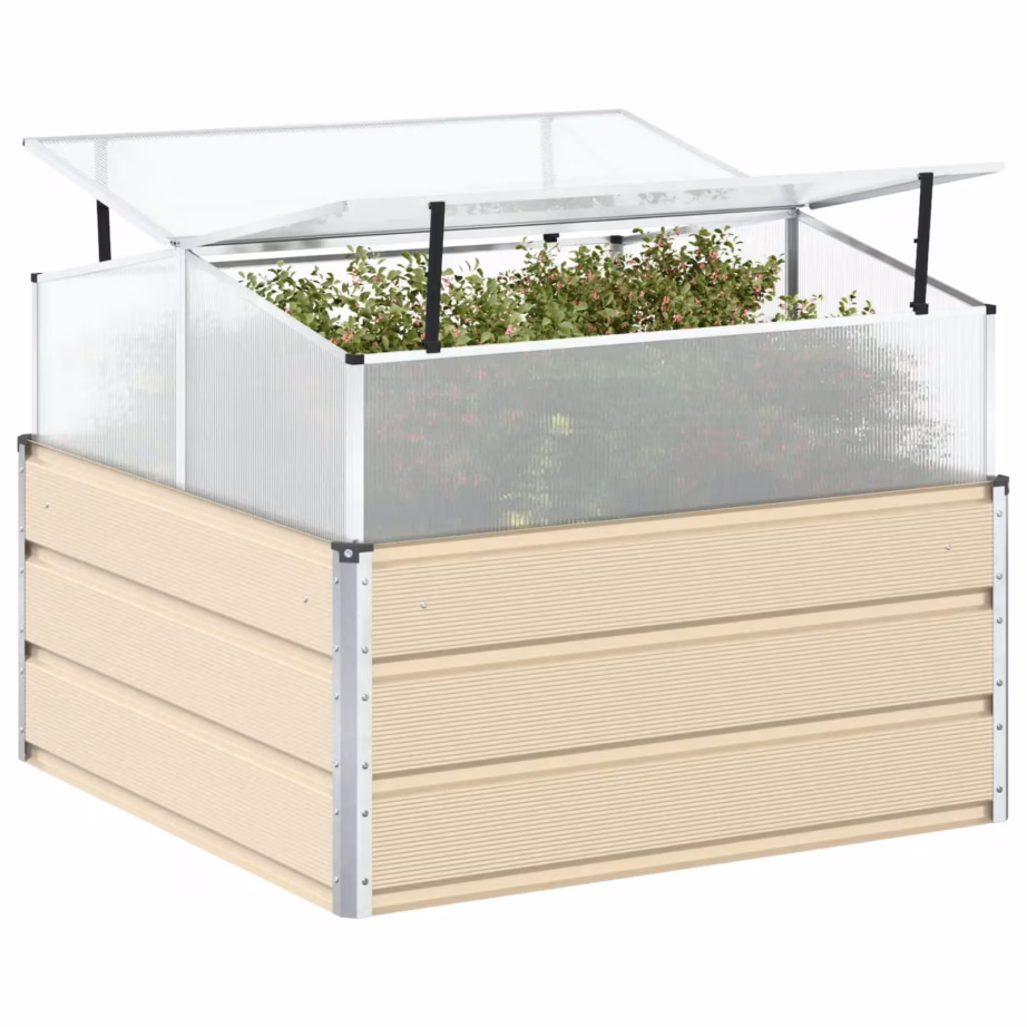 Tsingitud terasest taimekast, valge, 100 x 100 x 77 cm – 3