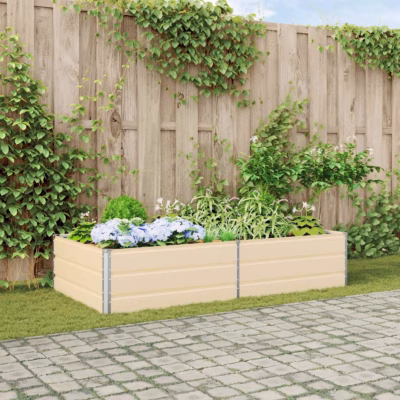 Tsingitud terasest taimekast, kreemikasvalge, 195 x 100 x 45 cm