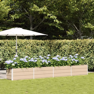 Pikk tsingitud terasest taimekast, beež, 480 x 50 x 45 cm