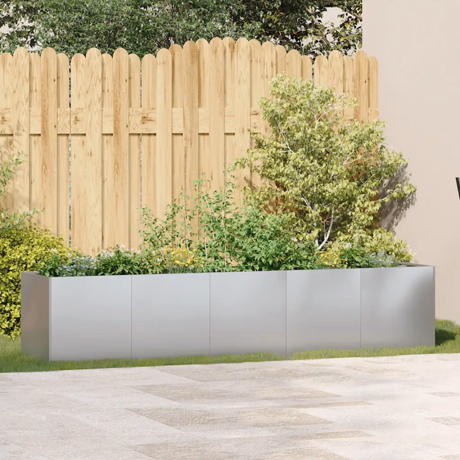 Tsingitud terasest taimekast avatud põhjaga, hõbedane, 200 x 40 x 40 cm – 3