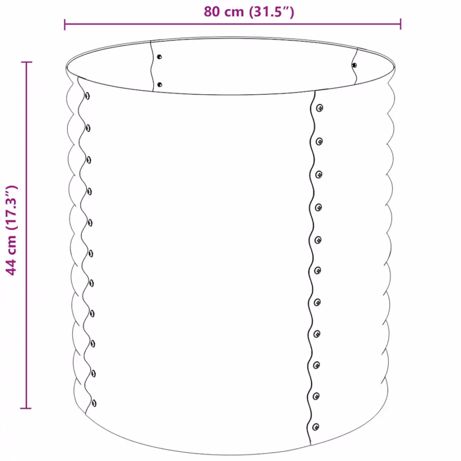Tsingitud terasest taimelava, hall, 80 x 80 x 81 cm – 7