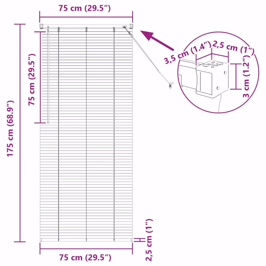 Veneetsia ruloo tumehallist alumiiniumist, 175 x 75 cm – 13