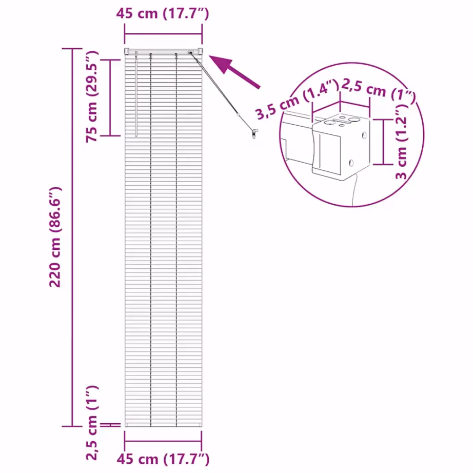 Tumehall alumiiniumist Veneetsia ruloo, 220 x 45 cm – 13