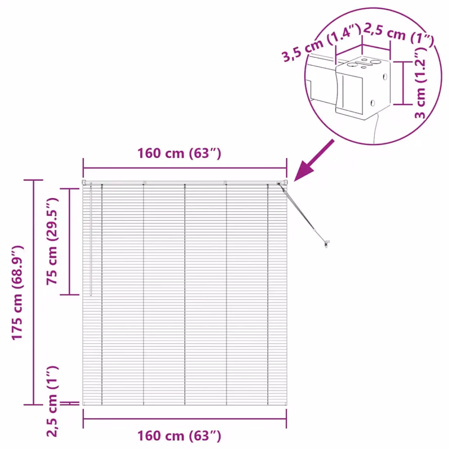 Tumehall alumiiniumist Veneetsia ruloo, 175 x 160 cm – 13
