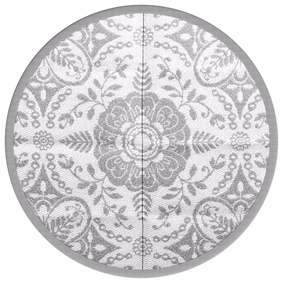 Ümberpööratav õuevaip ARAKIL, helehall jacquard, Ø 120 cm, polüpropüleen – 2