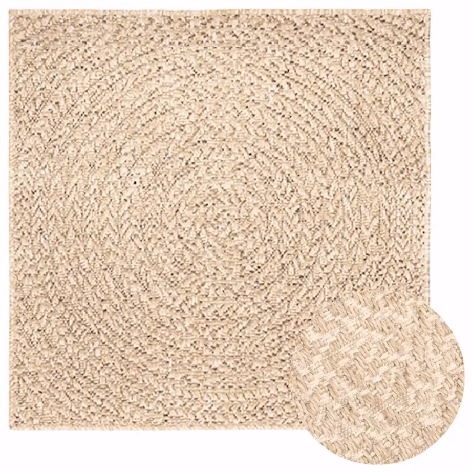 Ümmargune beež sise- ja õuevaip ZIZUR, džuudiviimistlusega, 240 x 240 cm – 3