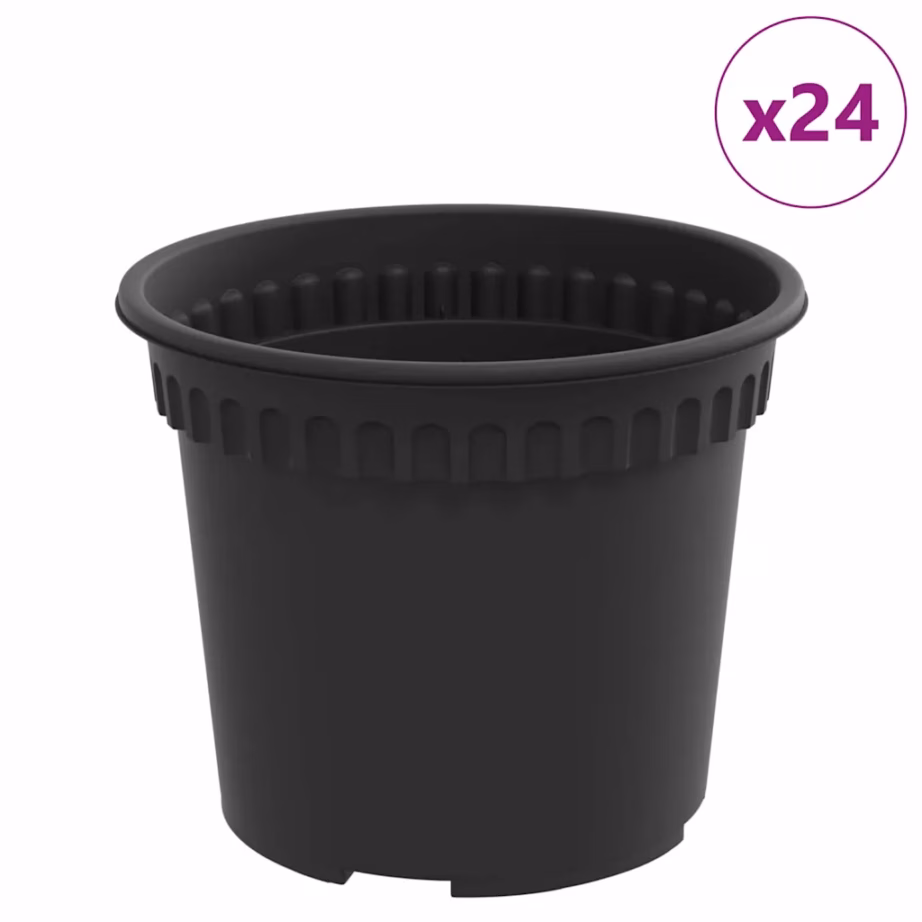 Ümmargune plastist lillepott drenaažiavadega, must, Ø 12,5 x 10 cm, 24 tk – 2