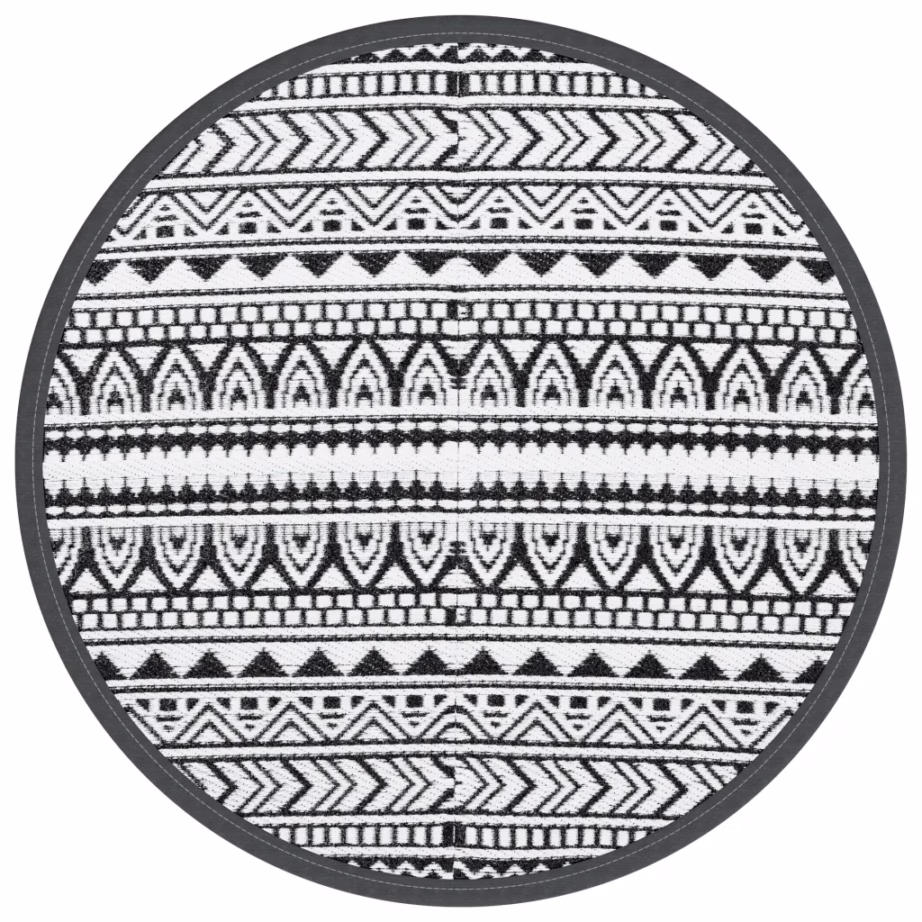 Ümmargune õuevaip ARAKIL, must jacquard, 160 cm, polüpropüleen – 2