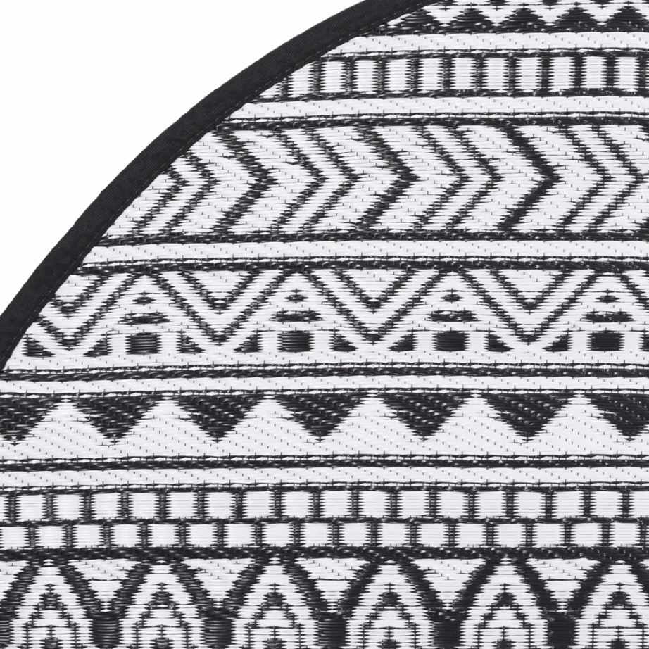 Ümmargune õuevaip ARAKIL, must jacquard, 160 cm, polüpropüleen – 4