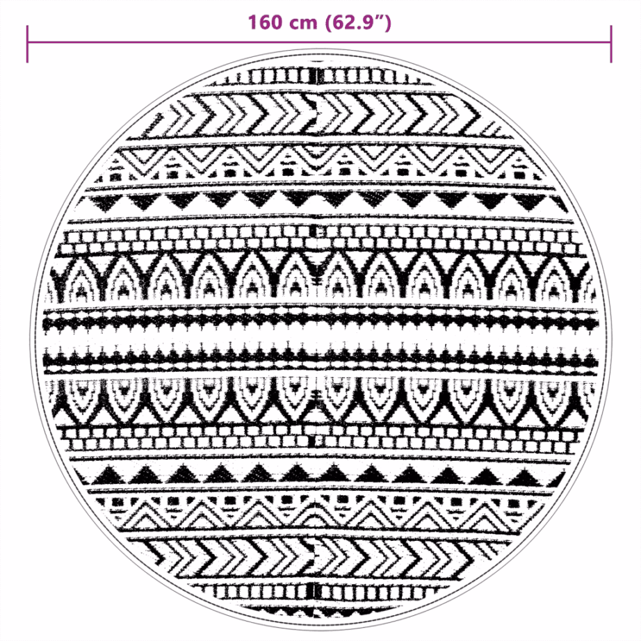 Ümmargune õuevaip ARAKIL, must jacquard, 160 cm, polüpropüleen – 6