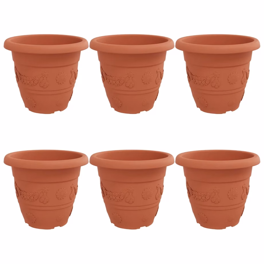 Ümmargune plastist lillepoti komplekt, kohviroosa, 6 tk, Ø 26 x 21,5 cm – 2