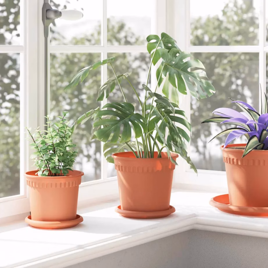 Ümmargune lillepott äravooluavadega, 24 tk, kohviroosa plastmass, Ø 17 x 14 cm – 4