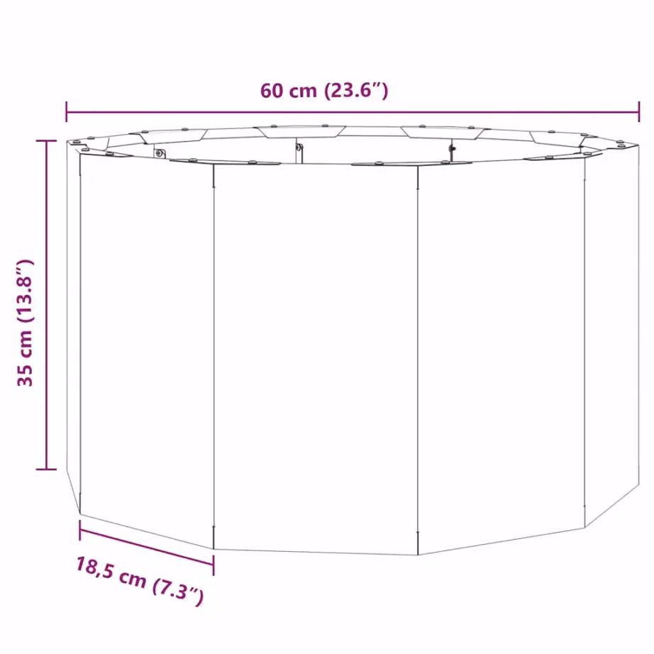 Ümmargune terasest taimekast, oliivroheline, 60 x 60 x 35 cm – 10