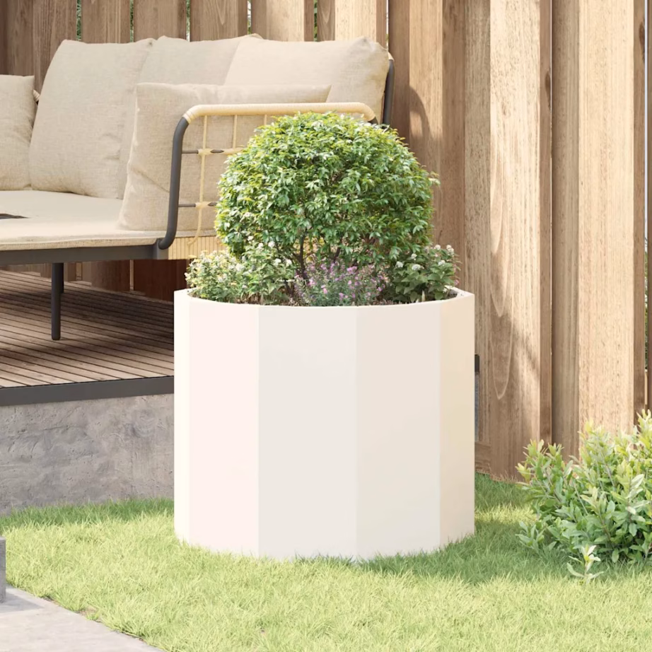 Ümmargune terasest taimekast, valge, 60 x 60 x 50 cm – 4