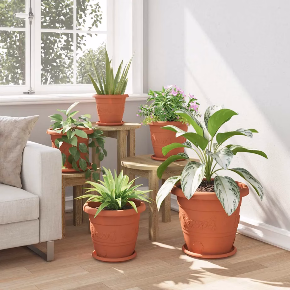 Ümmargused lillealused 6 tk, kohviroosa plastmass, Ø 21,5 cm – 4