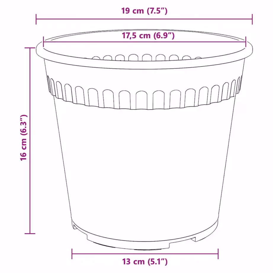 Ümmargused plastist lillepotid, kohviroosa, Ø 19 x 16 cm, 6 tk – 9