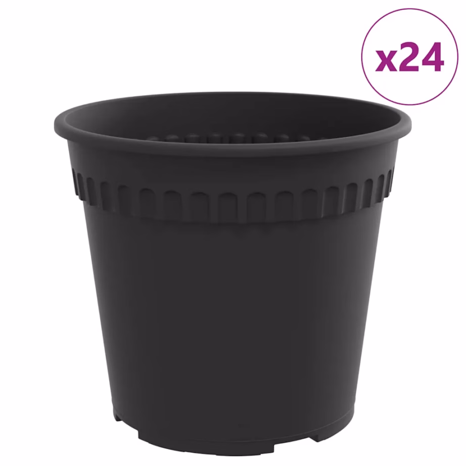 Ümmargused plastikust lillepotid, 24 tk, must, Ø 17 x 14 cm – 2