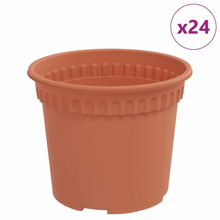 Ümmargused plastist lillepotid drenaažiavadega, kohviroosa, Ø 12,5 x 10 cm, 24 tk – 2