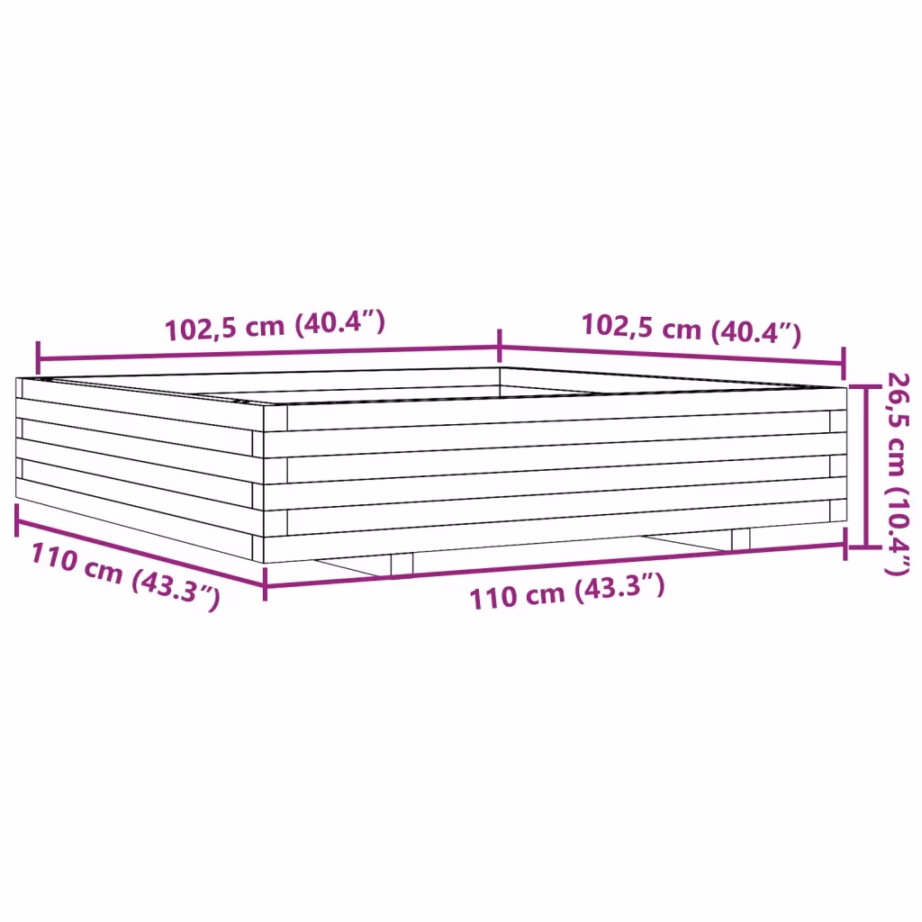 Vahapruun männipuidust aia taimekast, 110 x 110 x 26,5 cm – 10