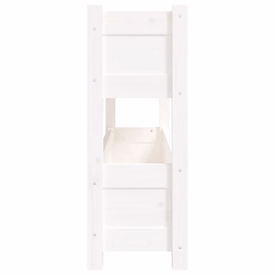 Kahetasandiline valge männipuidust taimekast, 112 x 25 x 66 cm – 6