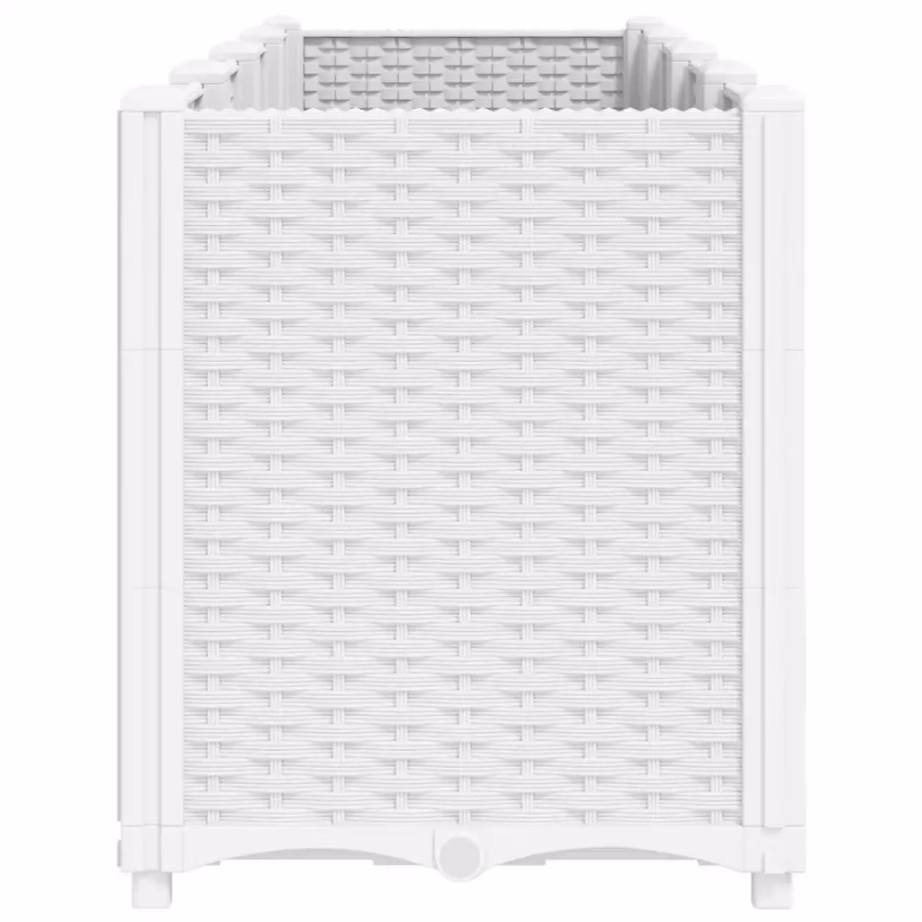 4-osaline aia taimekast rotangimustriga, valge PP, 160 x 40 x 53 cm – 4