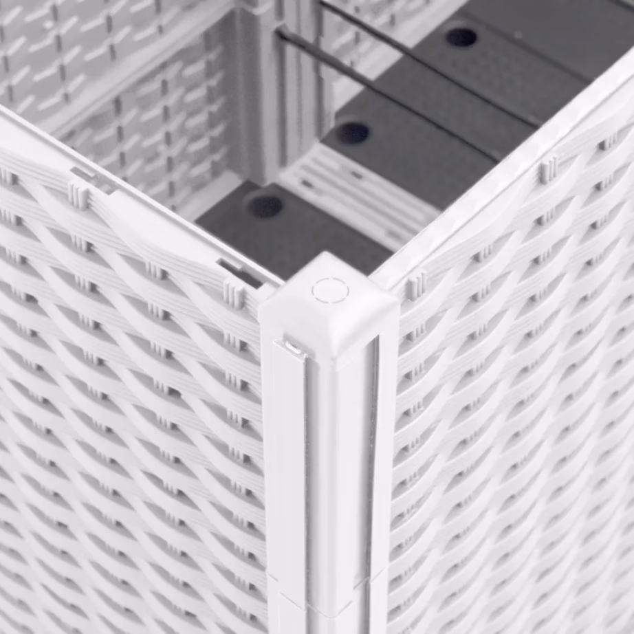 4-osaline aia taimekast rotangimustriga, valge PP, 160 x 40 x 53 cm – 6