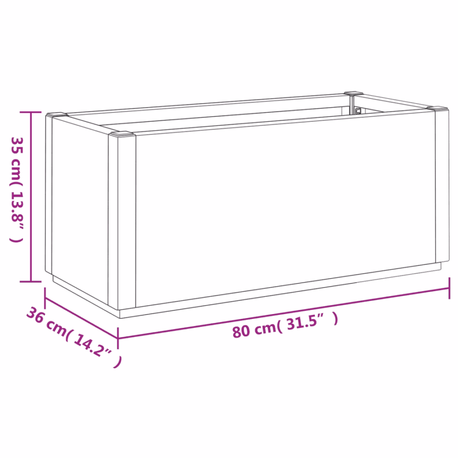 Aia taimekast, valge PP (polüpropüleen), 80 x 36 x 35 cm, 80 l - 10