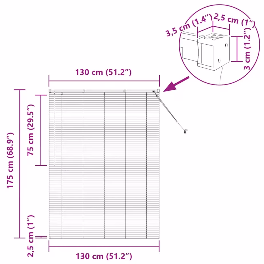 Valge alumiiniumist Veneetsia ribakardin, 175 x 130 cm – 13