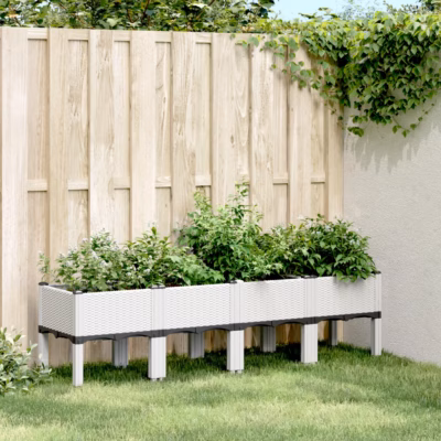 Jalgadel aia taimekast, valge, 160 x 40 x 42 cm, polüpropüleen