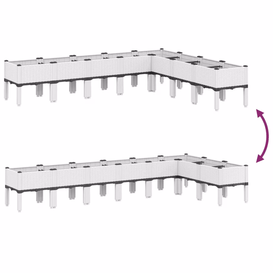 Jalgadel aia taimekast, valge PP, 200 x 160 x 42 cm – 6