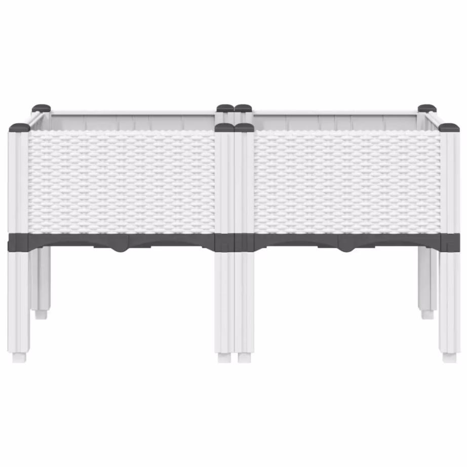 Valge jalgadel aia taimekast rotangimustriga, PP, 80 x 40 x 42 cm – 3