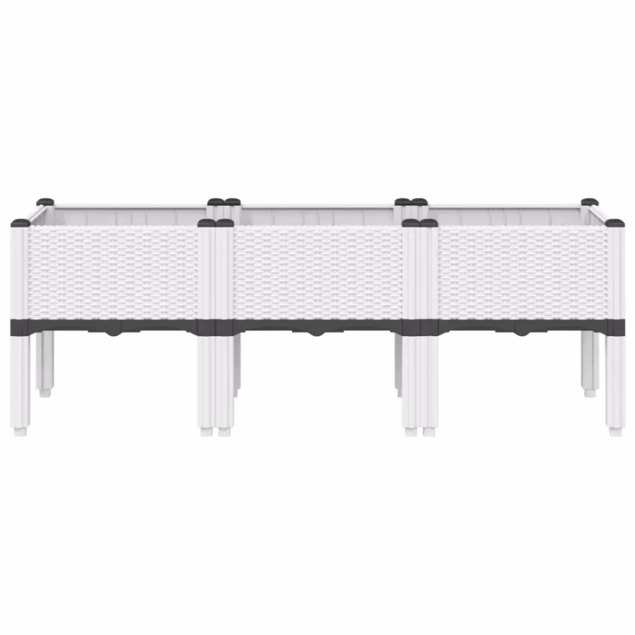 Kõrgendatud taimekast jalgadel, valge PP, 120 x 40 x 42 cm – 3